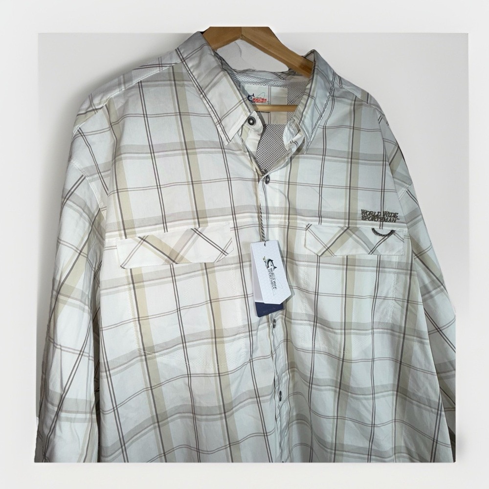 World Wide Sportsman Vented Fishing Shirt Long Roll Tab Sleeves Men's Size 2XL